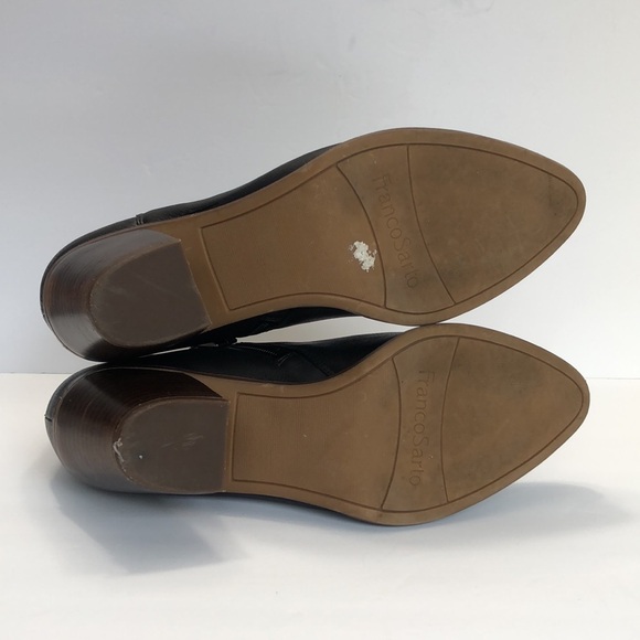 Franco Sarto Odessa Black Side Zip Side V Almond Toe Block Heel Boots size 9M - Picture 12 of 14